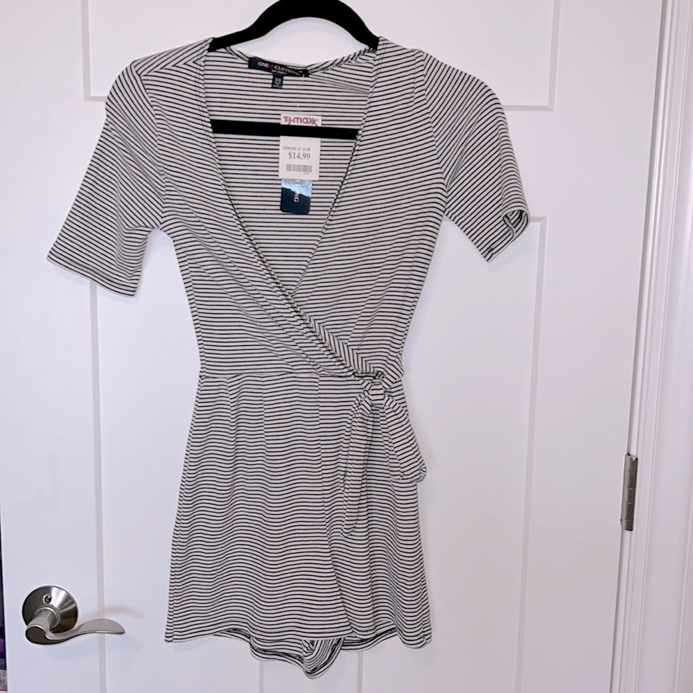 NWT Striped Surplice Romper